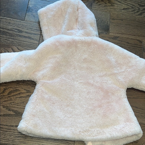 Tartine et Chocolat 18 months Baby Pink Faux Fur Hooded Coat EUC - Picture 9 of 11